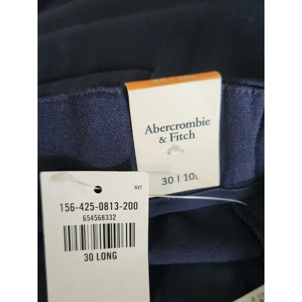 NWT Abercrombie & Fitch High Rise Sloane Tailored Wide Leg Pants, Navy, 30/10L - Picture 5 of 10